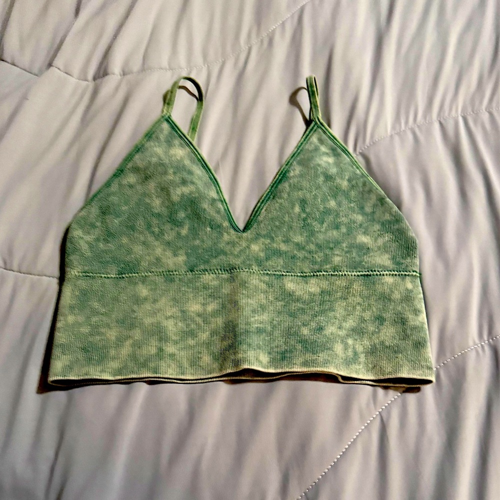 Green Tie-Dye Crop Top